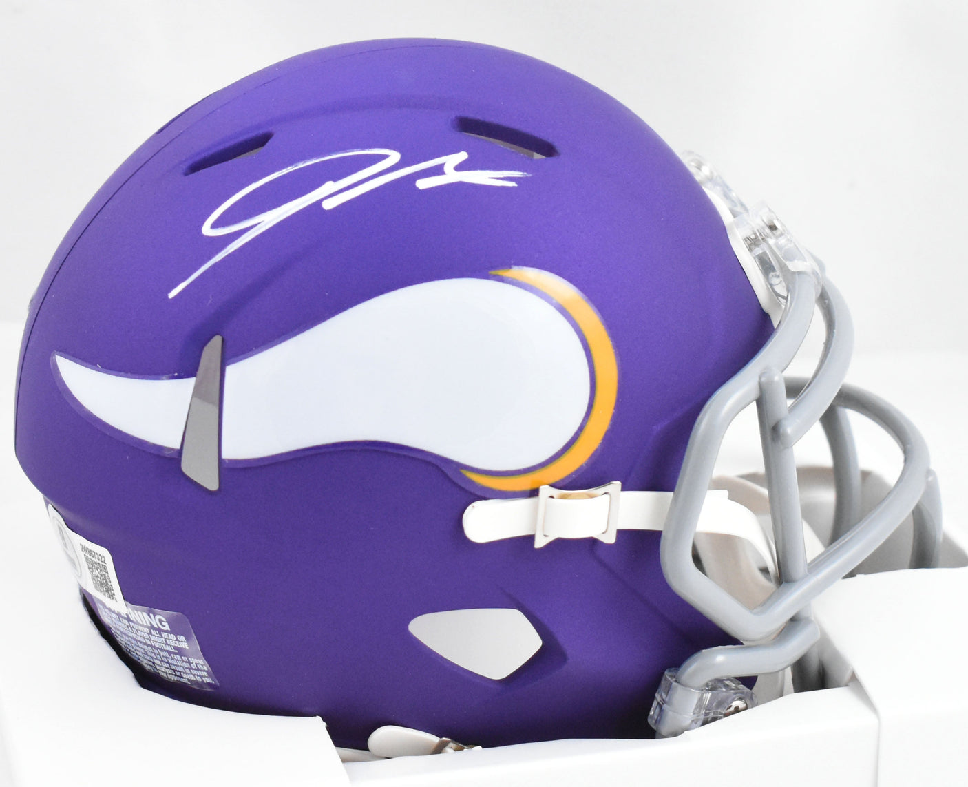 Jordan Addison Autographed Vikings Tribute Speed Mini Helmet- Beckett W Hologram
