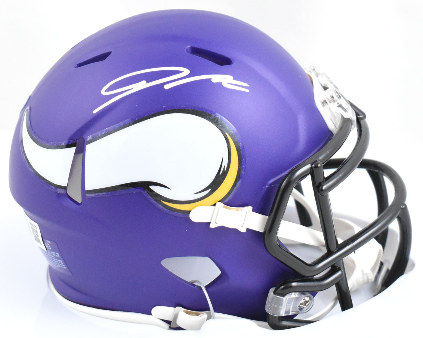 Jordan Addison Autographed Vikings Speed Mini Helmet- Beckett W Hologram *White