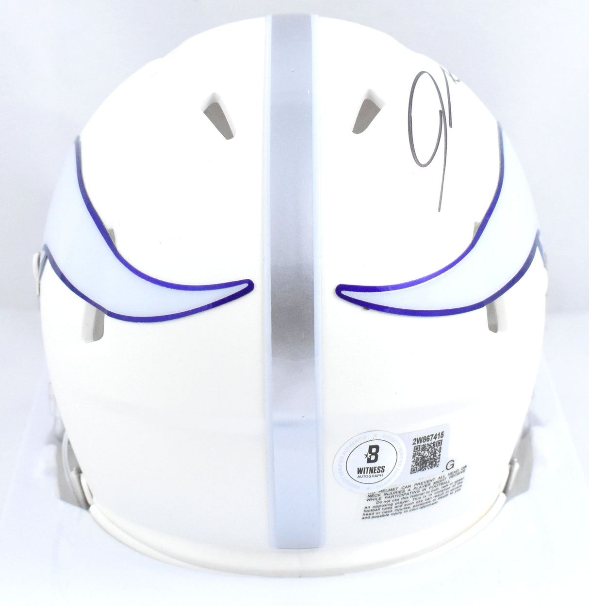 Jordan Addison Autographed Vikings ALT 2024 Speed Mini Helmet- Beckett W Holo