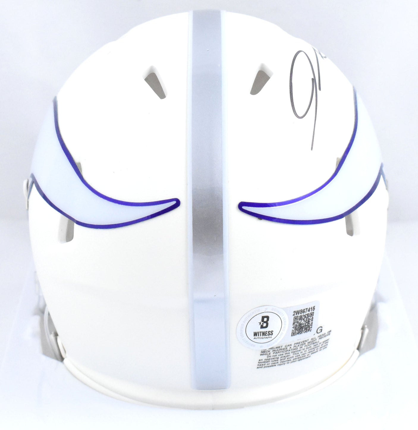 Jordan Addison Autographed Vikings ALT 2024 Speed Mini Helmet- Beckett W Holo