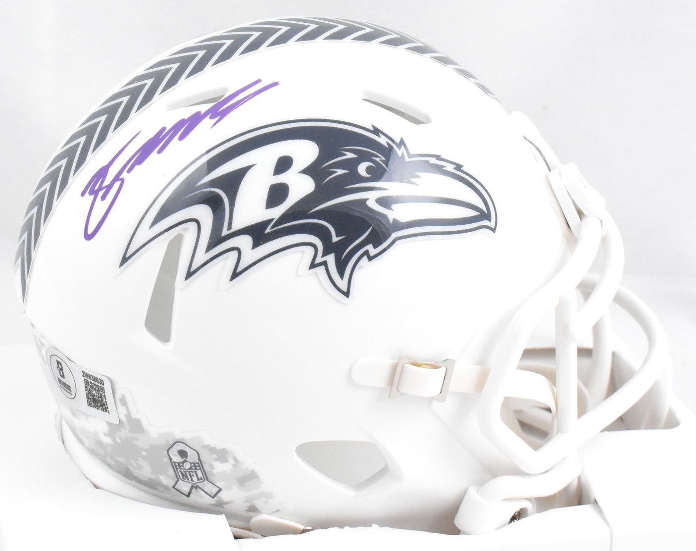 Zay Flowers Autographed Ravens Salute 2024 Speed Mini Helmet - Beckett W Holo