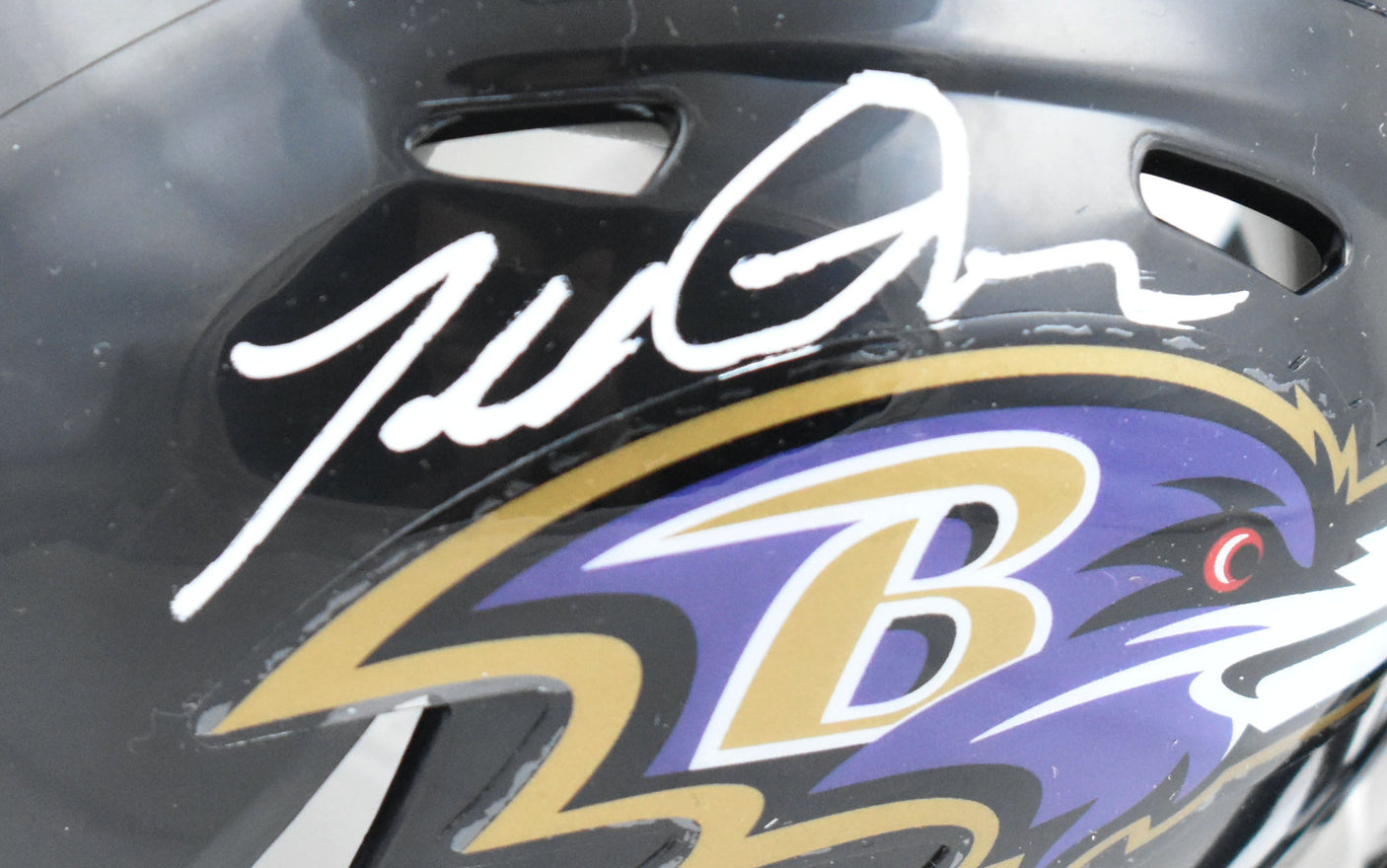 Terrell Suggs Autographed Baltimore Ravens Speed Mini Helmet - Beckett W Holo