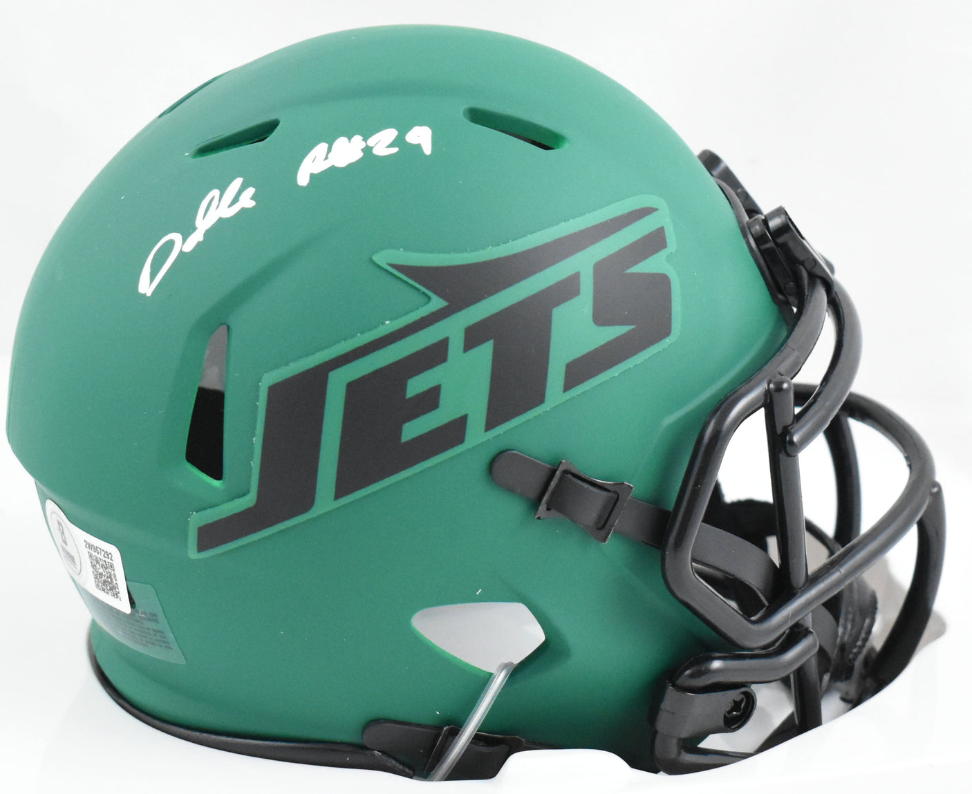 Darrelle Revis Autographed New York Jets Rave Speed Mini Helmet - Beckett W Holo