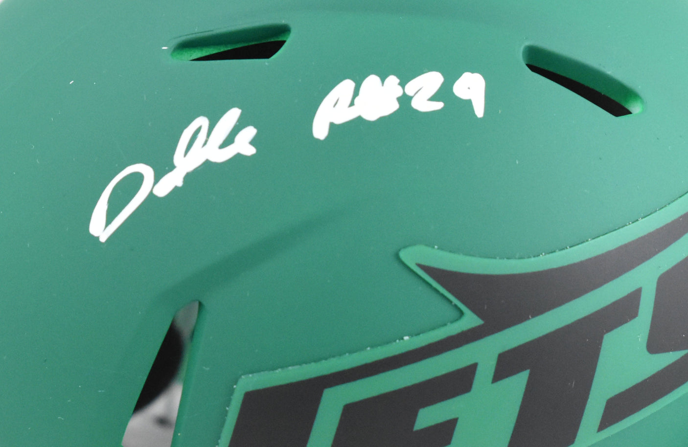 Darrelle Revis Autographed New York Jets Rave Speed Mini Helmet - Beckett W Holo