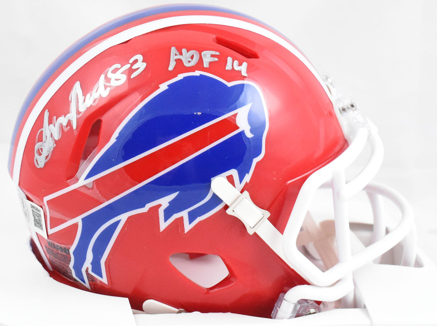 Andre Reed Signed Bills 87-01 Speed Mini Helmet HOF- Beckett W Hologram *Silver