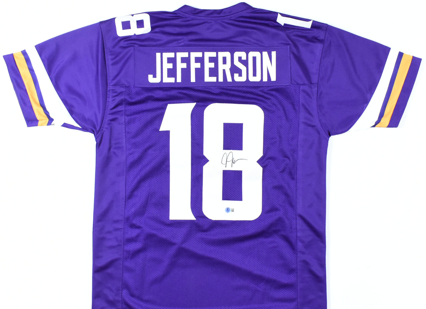 Justin Jefferson Autographed Purple Pro Style Jersey - Beckett W Hologram *Black