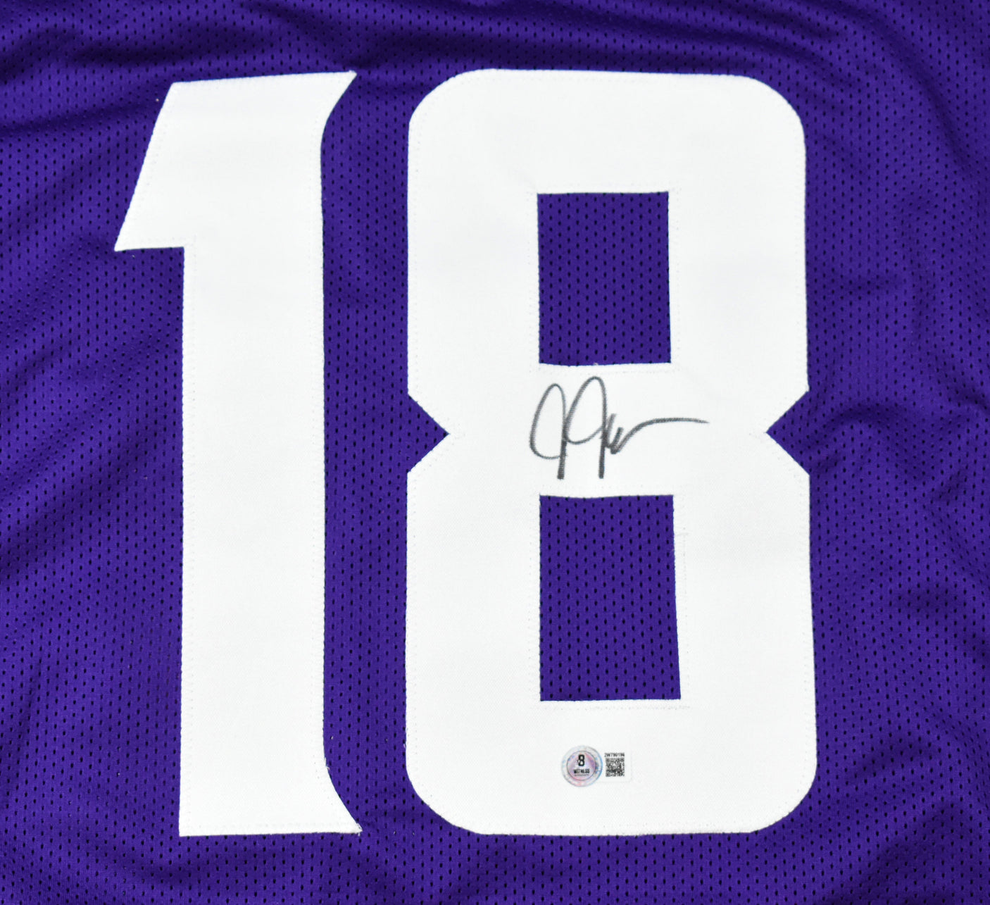 Justin Jefferson Autographed Purple Pro Style Jersey - Beckett W Hologram *Black