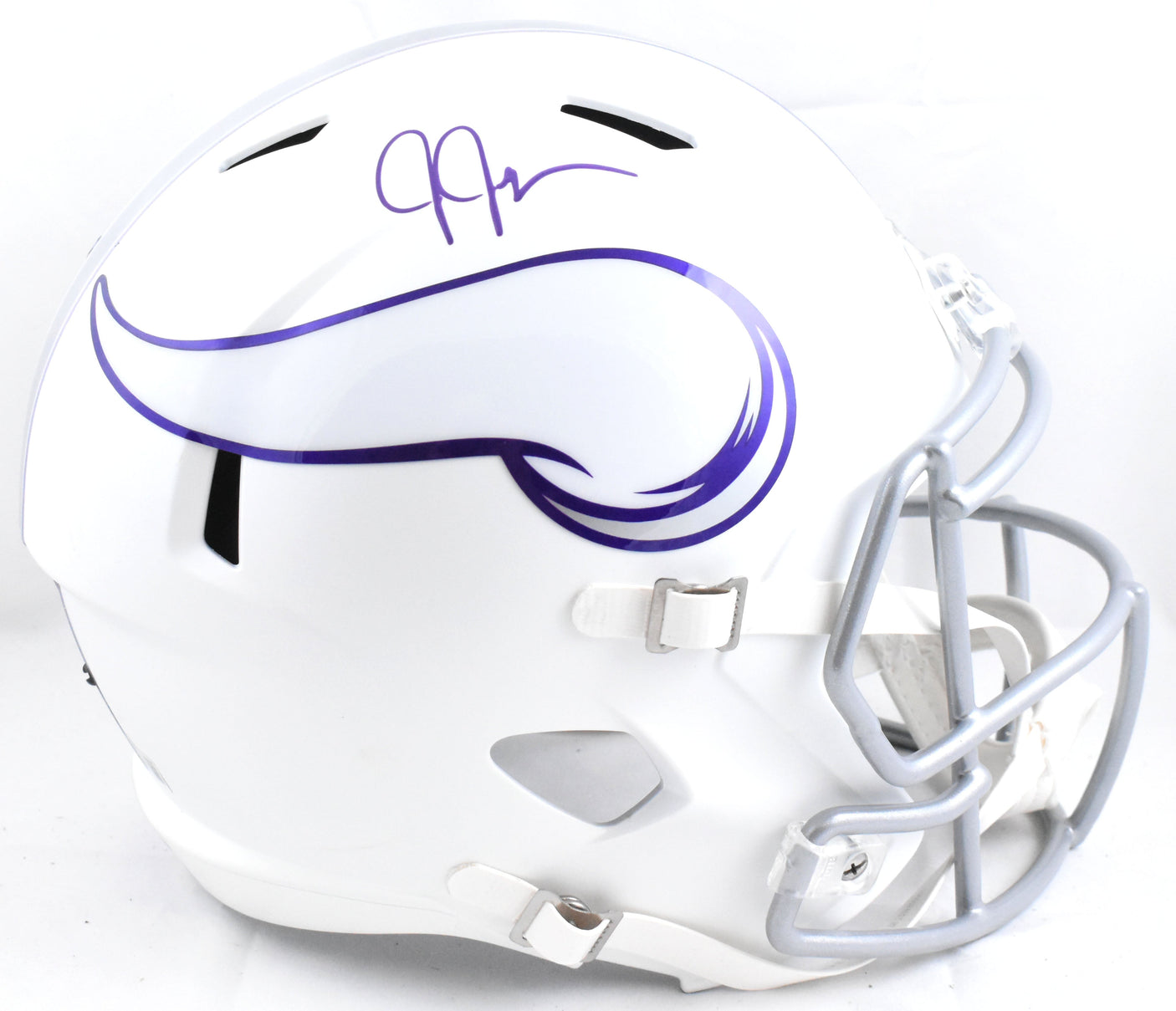 Justin Jefferson Autographed Vikings F/S Alt 2024 Speed Helmet - Beckett W Holo