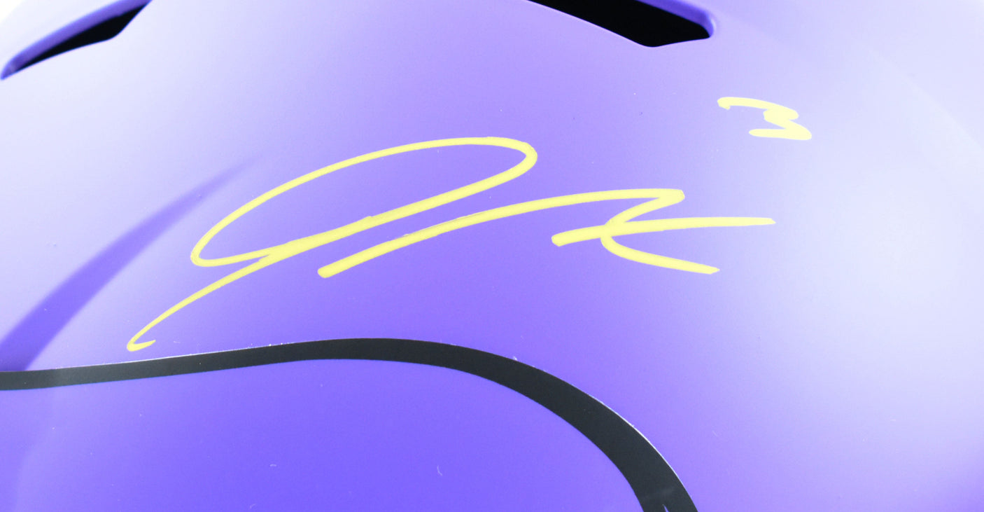 Jordan Addison Autographed Vikings F/S Rave Speed Helmet- Beckett W Holo *Yellow