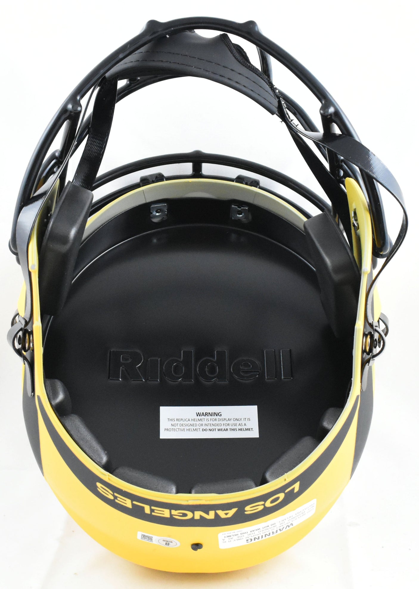 Marshall Faulk Autographed Rams F/S Rave Speed Helmet-Beckett W Hologram *Yellow