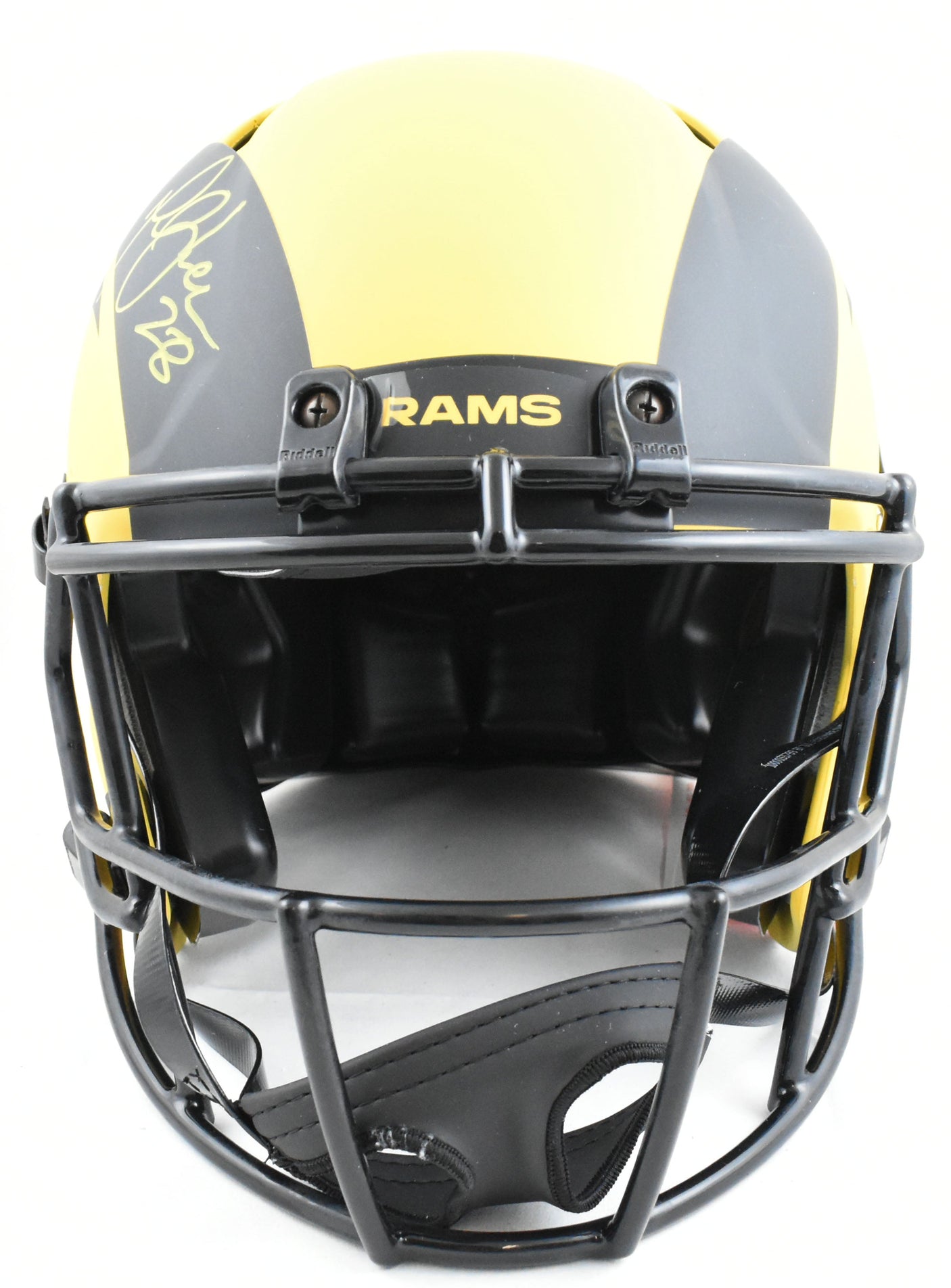 Marshall Faulk Autographed Rams F/S Rave Speed Authentic Helmet - Beckett W Holo