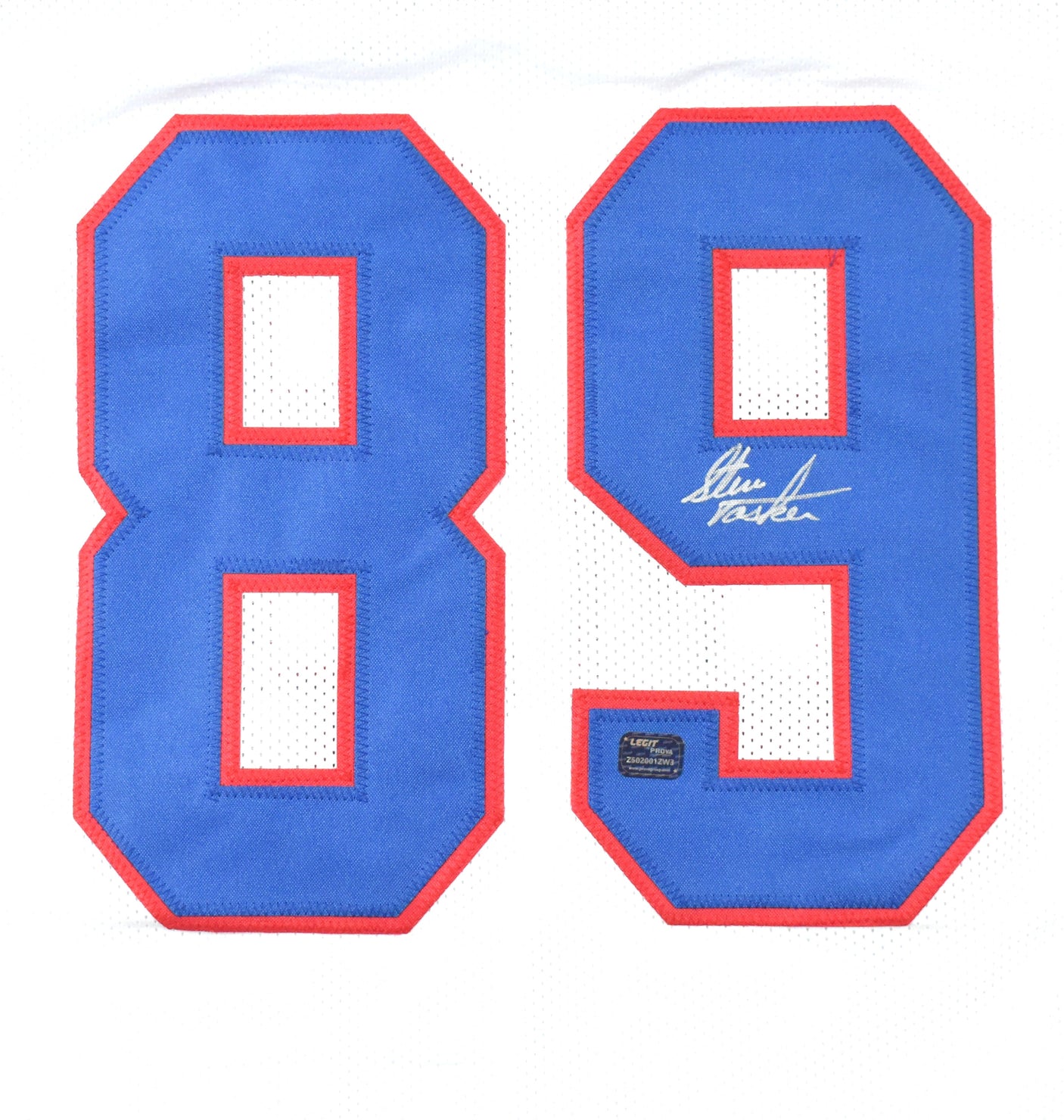 Steve Tasker Autographed White Pro Style Jersey - Prova *Silver