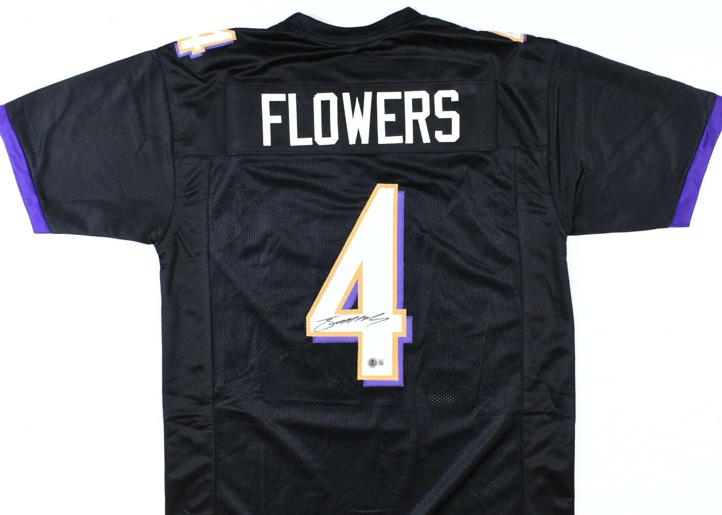 Zay Flowers Autographed Black Pro Style Jersey - Beckett W Hologram *Black