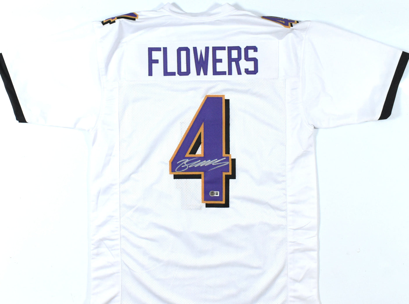 Zay Flowers Autographed White Pro Style Jersey - Beckett W Hologram *Silver