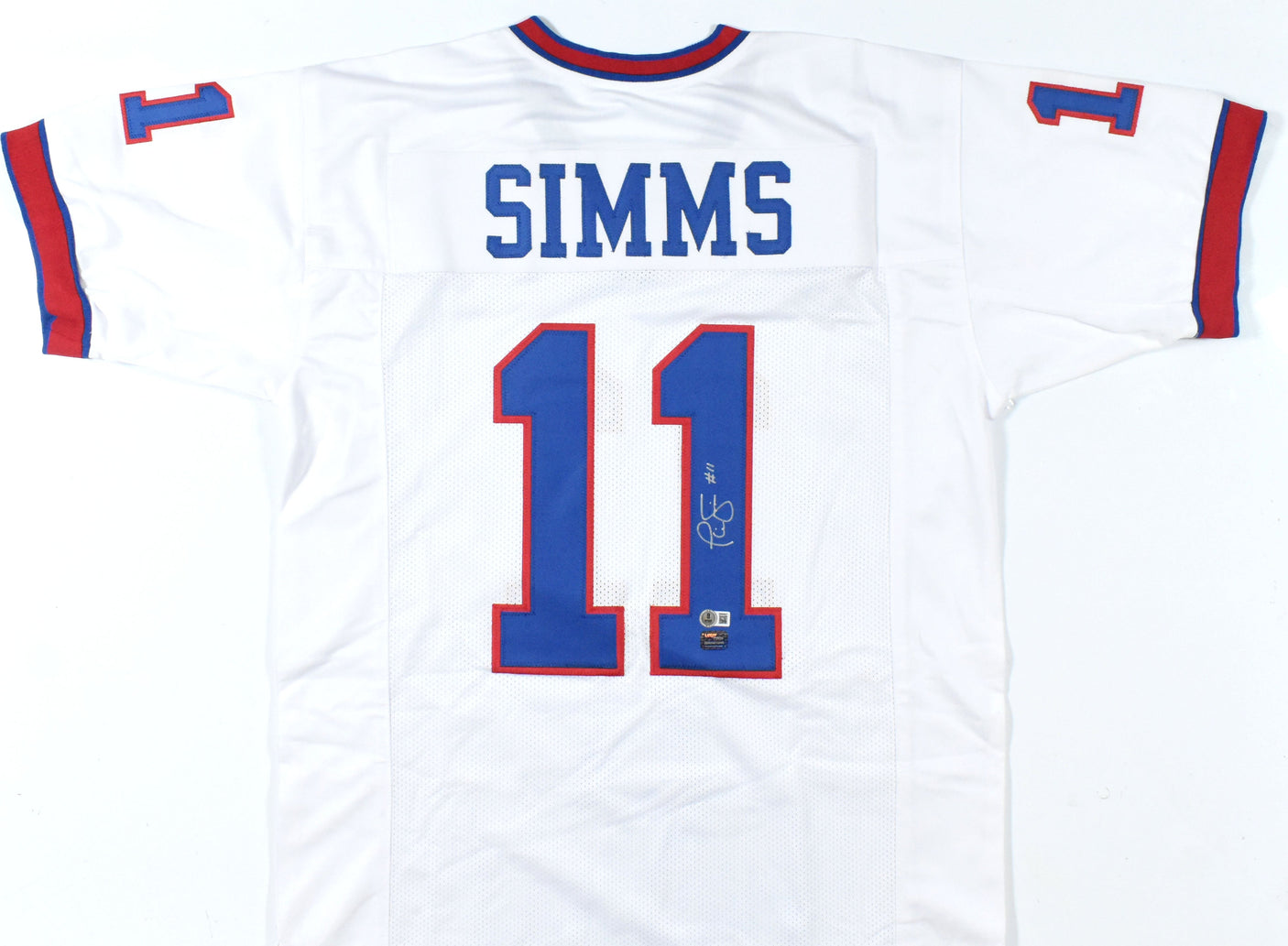 Phil Simms Autographed White Pro Style Jersey - Beckett W Hologram *Silver