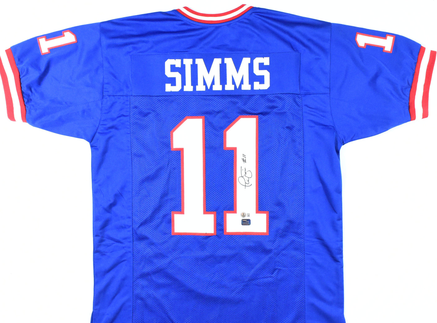 Phil Simms Autographed Blue Pro Style Jersey - Beckett W Hologram *Black