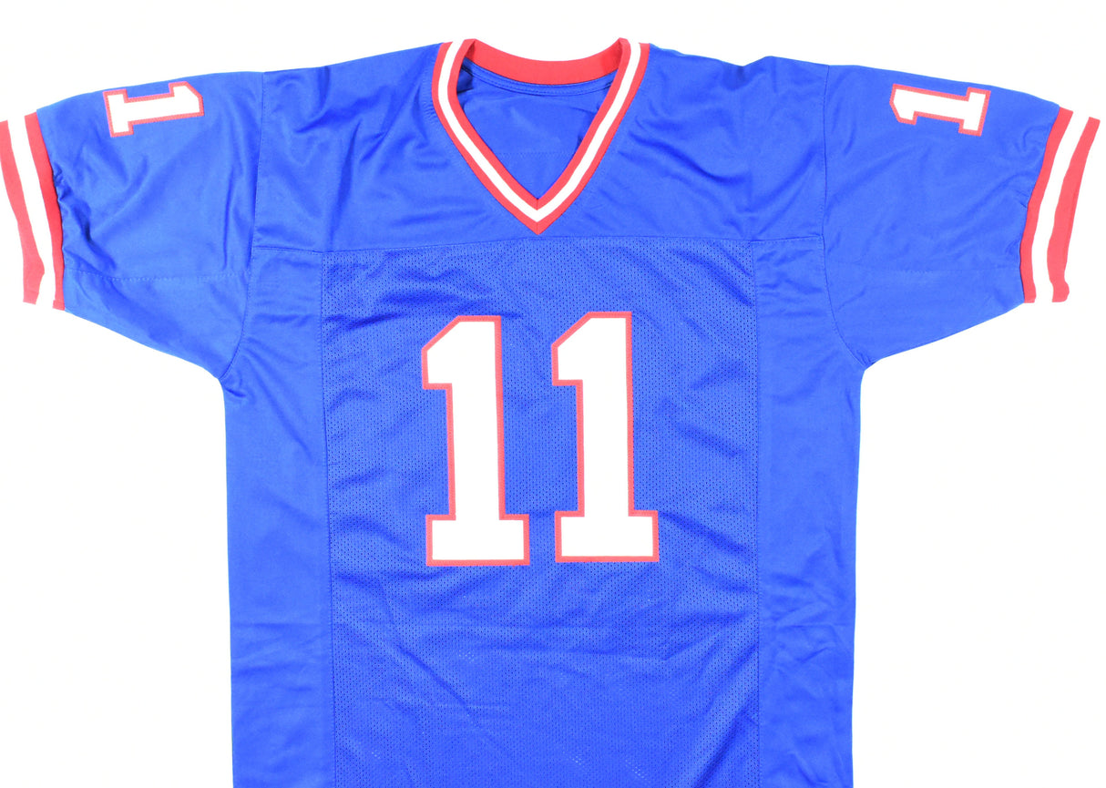 Phil Simms Autographed Blue Pro Style Jersey - Beckett W Hologram *Black