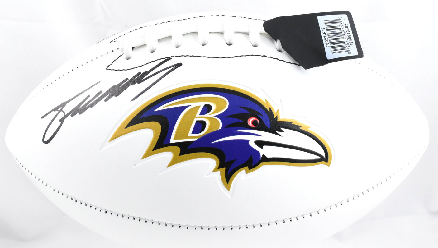 Zay Flowers Autographed Baltimore Ravens Logo Football - Beckett W Hologram