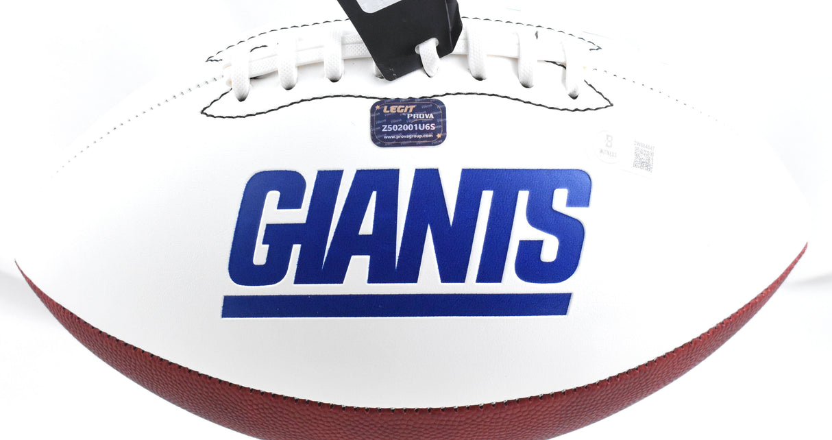Phil Simms Autographed New York Giants Logo Football - Beckett W Hologram *Black