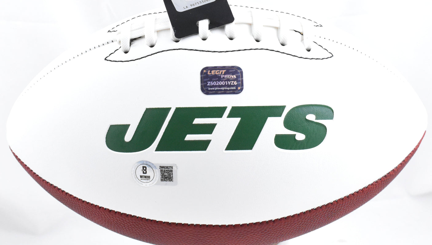 Boomer Esiason Autographed New York Jets Logo Football - Beckett W Hologram