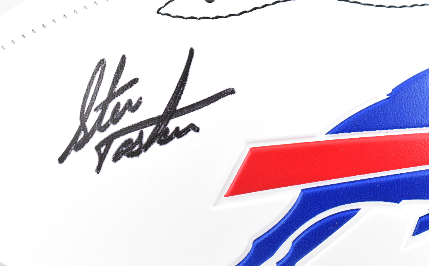 Steve Tasker Autographed Buffalo Bills Logo Football - Prova *Black