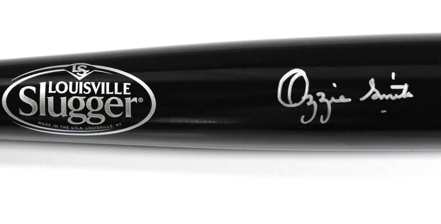 Ozzie Smith Autographed Black Louisville Slugger Pro Baseball Bat - Fanatics