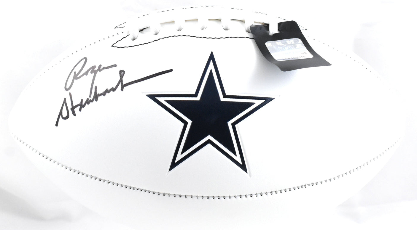 Roger Staubach Autographed Dallas Cowboys Logo Football - Beckett W Hologram