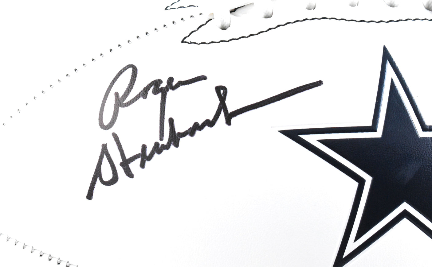 Roger Staubach Autographed Dallas Cowboys Logo Football - Beckett W Hologram