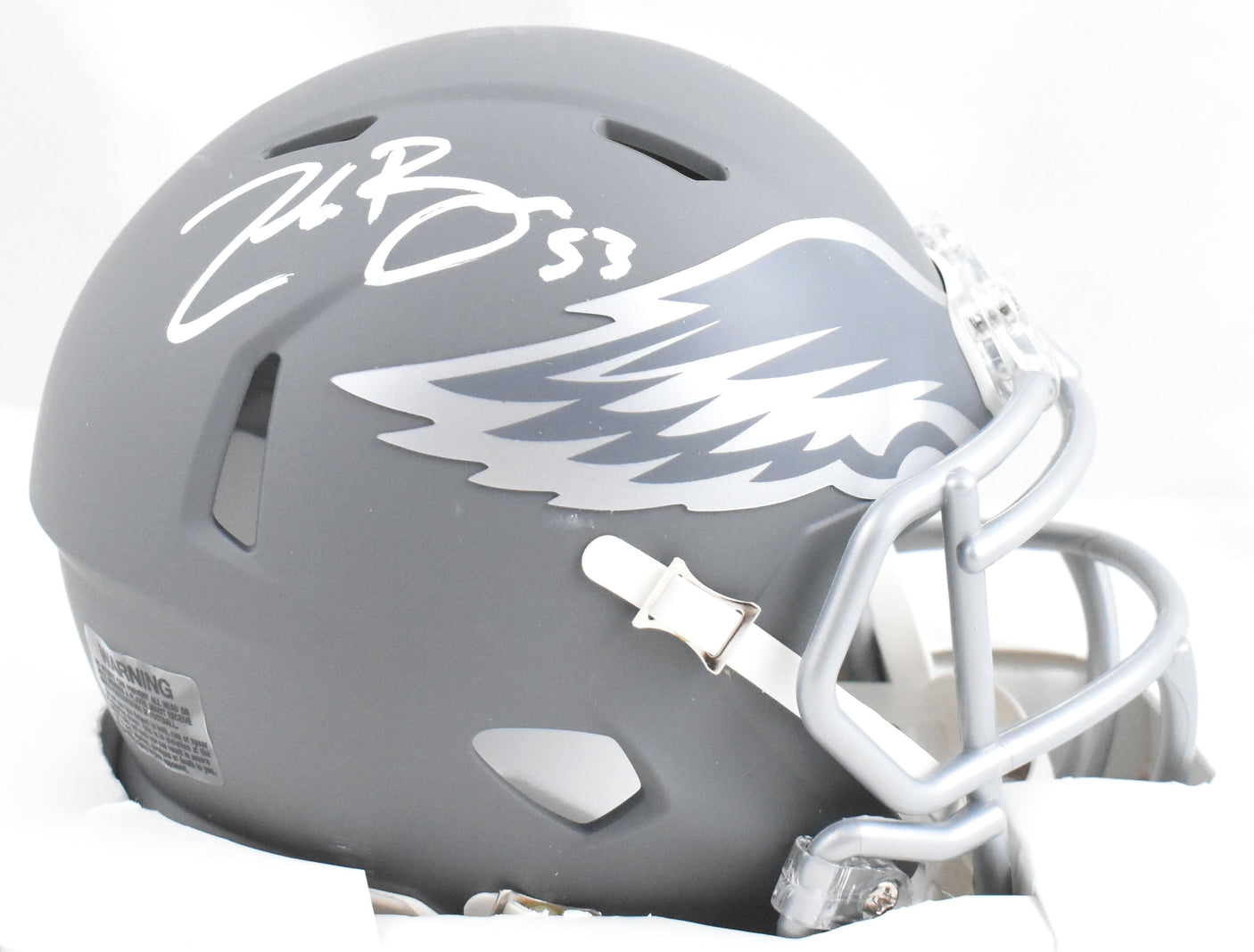 Zack Baun Autographed Eagles Slate Speed Mini Helmet - Beckett W Hologram *White