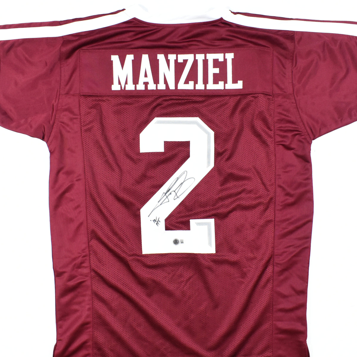 Johnny Manziel Autographed Maroon College Style Jersey w/HT -Beckett W ...