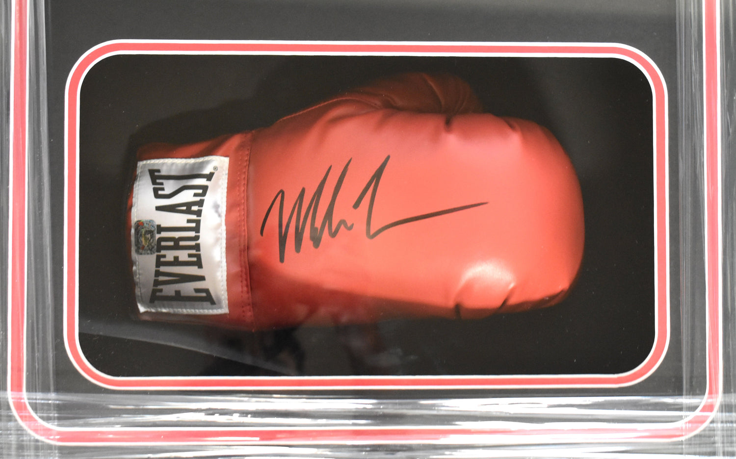 Mike Tyson Autographed Shadow Box Red Everlast Boxing Glove *Right-Fiterman Holo