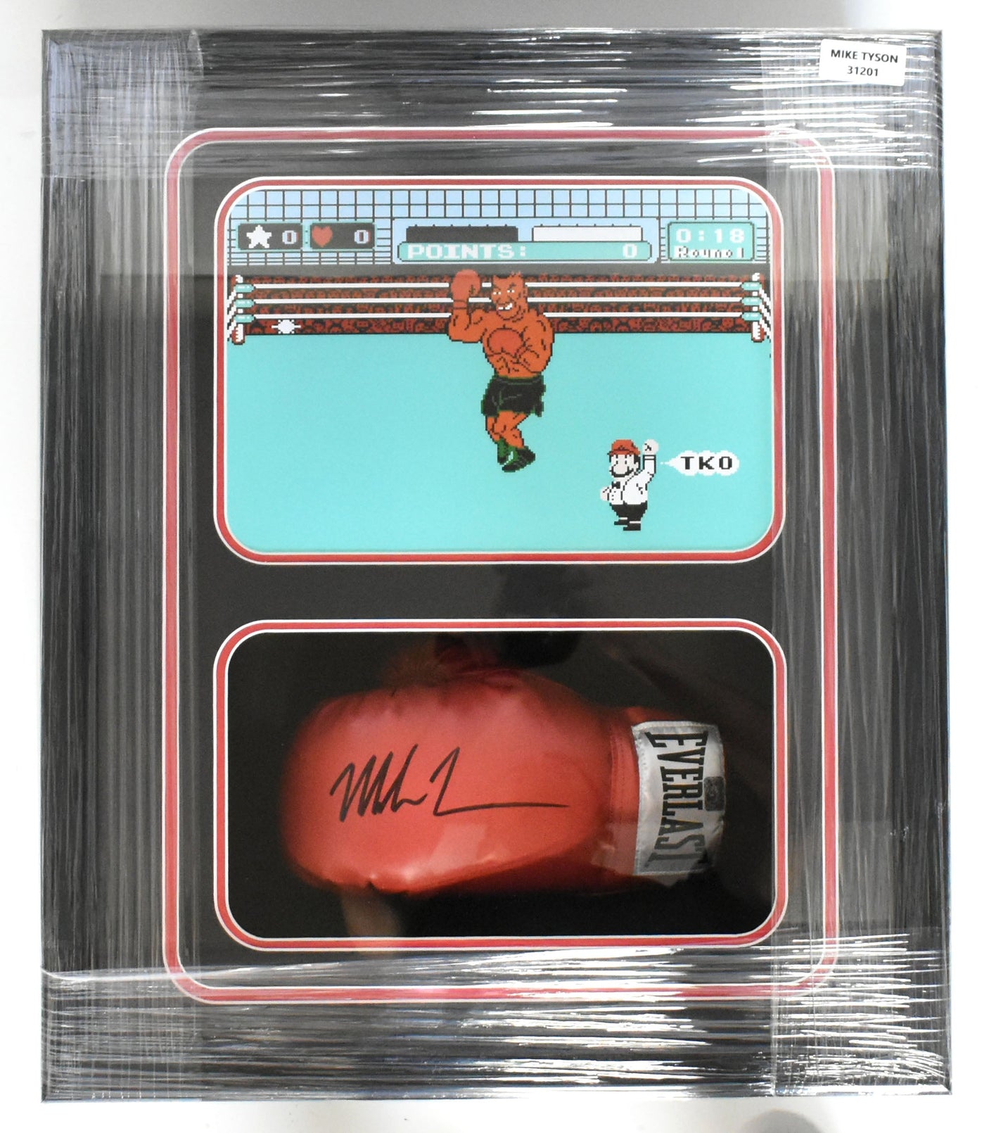Mike Tyson Autographed Shadow Box Red Everlast Boxing Glove *Left- Fiterman Holo