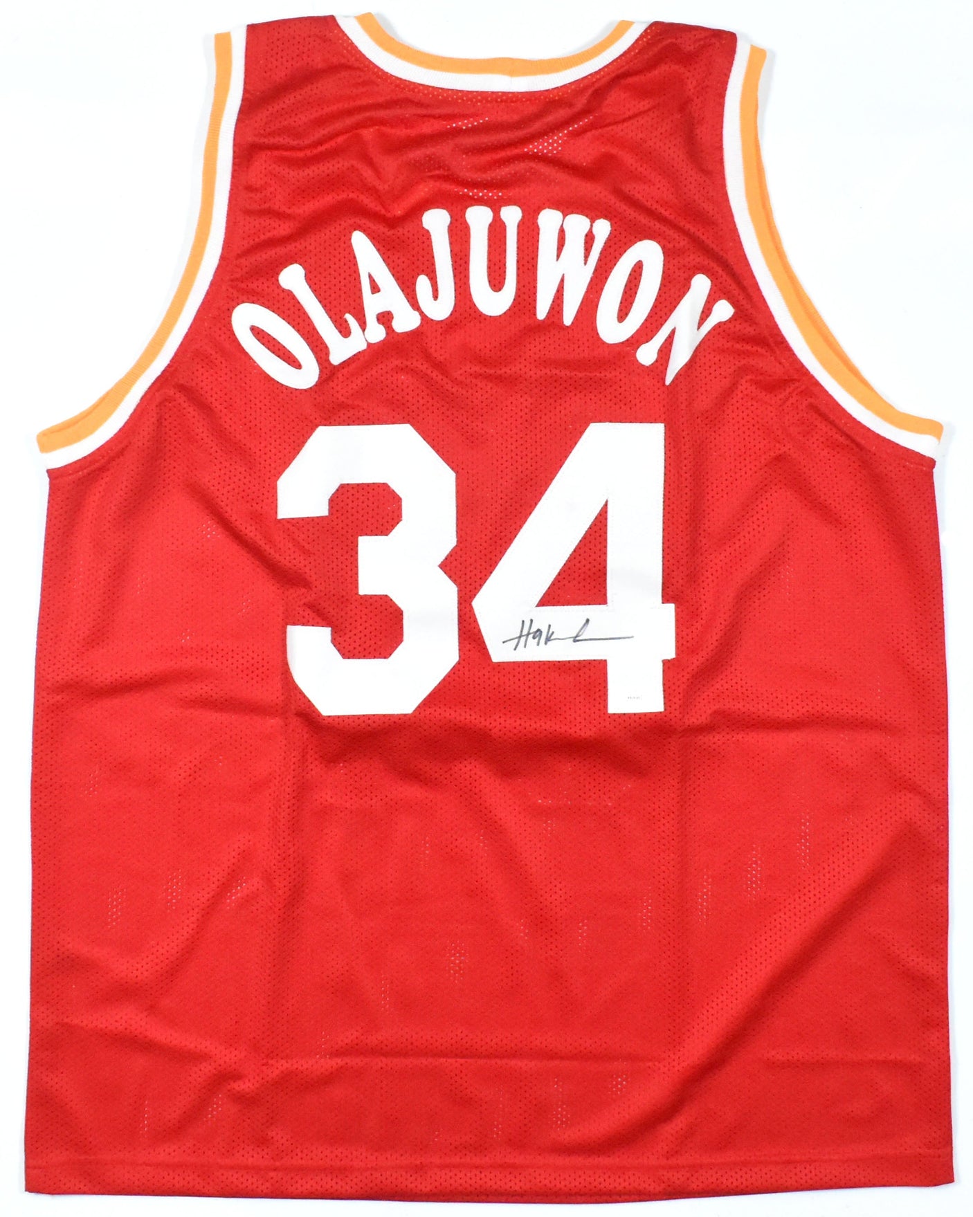 Hakeem Olajuwon Autographed Red Pro Style Jersey - JSA W *Black