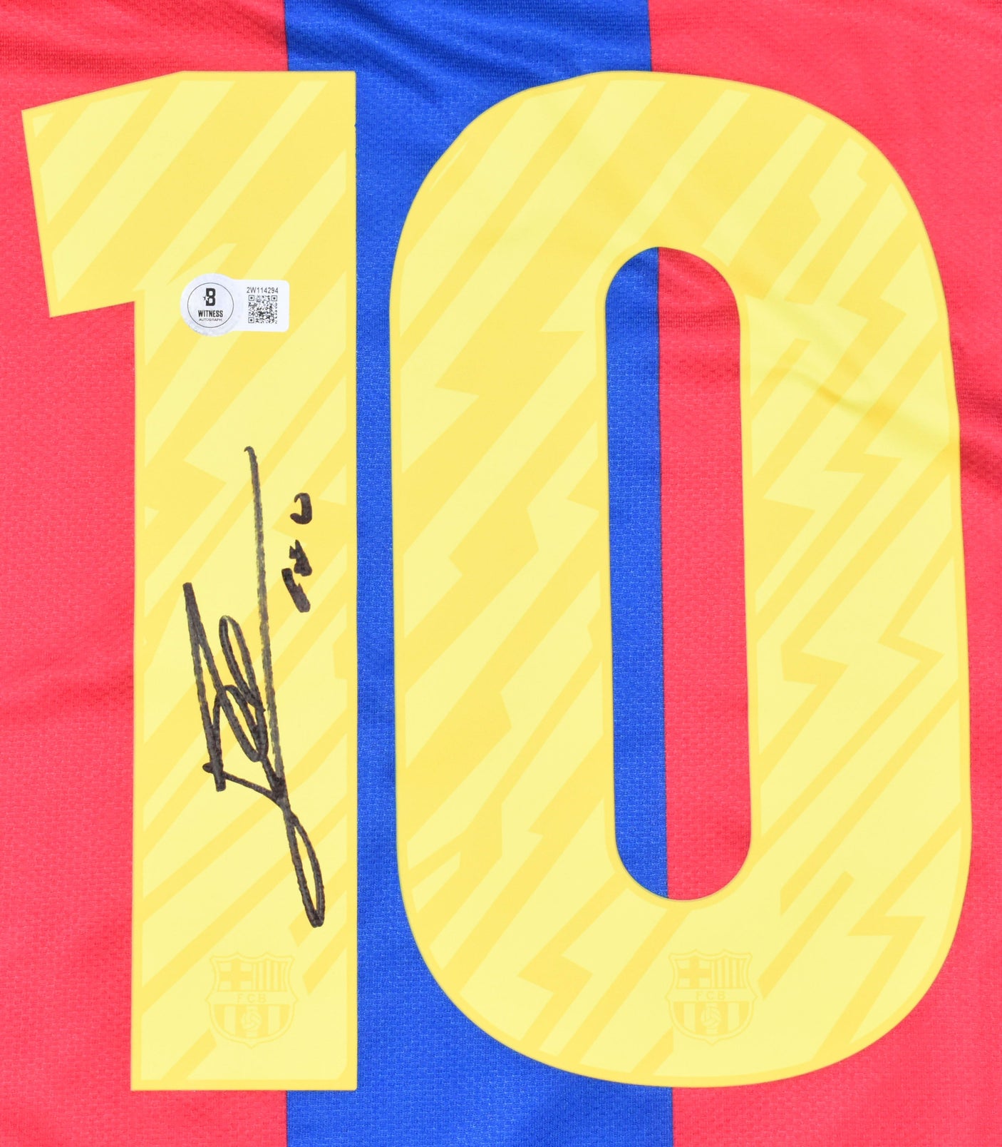 Lionel Messi Signed FC Barcelona Home Soccer Jersey #10 - Beckett W Hologram *L
