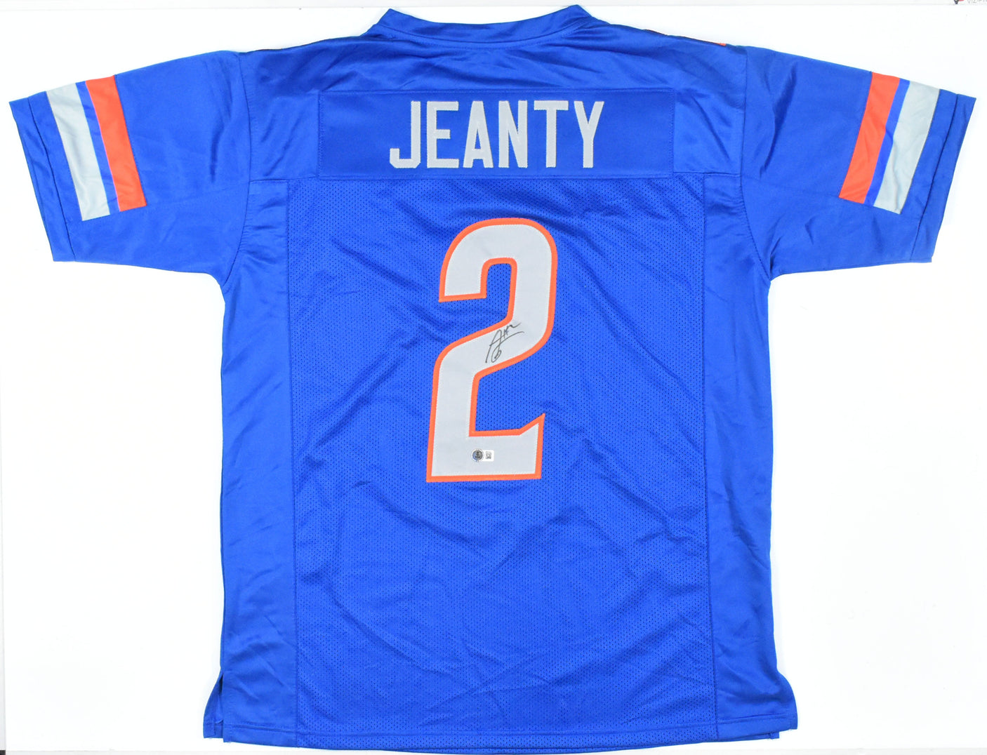 Ashton Jeanty Autographed Blue College Style Jersey - Beckett W Hologram *Black