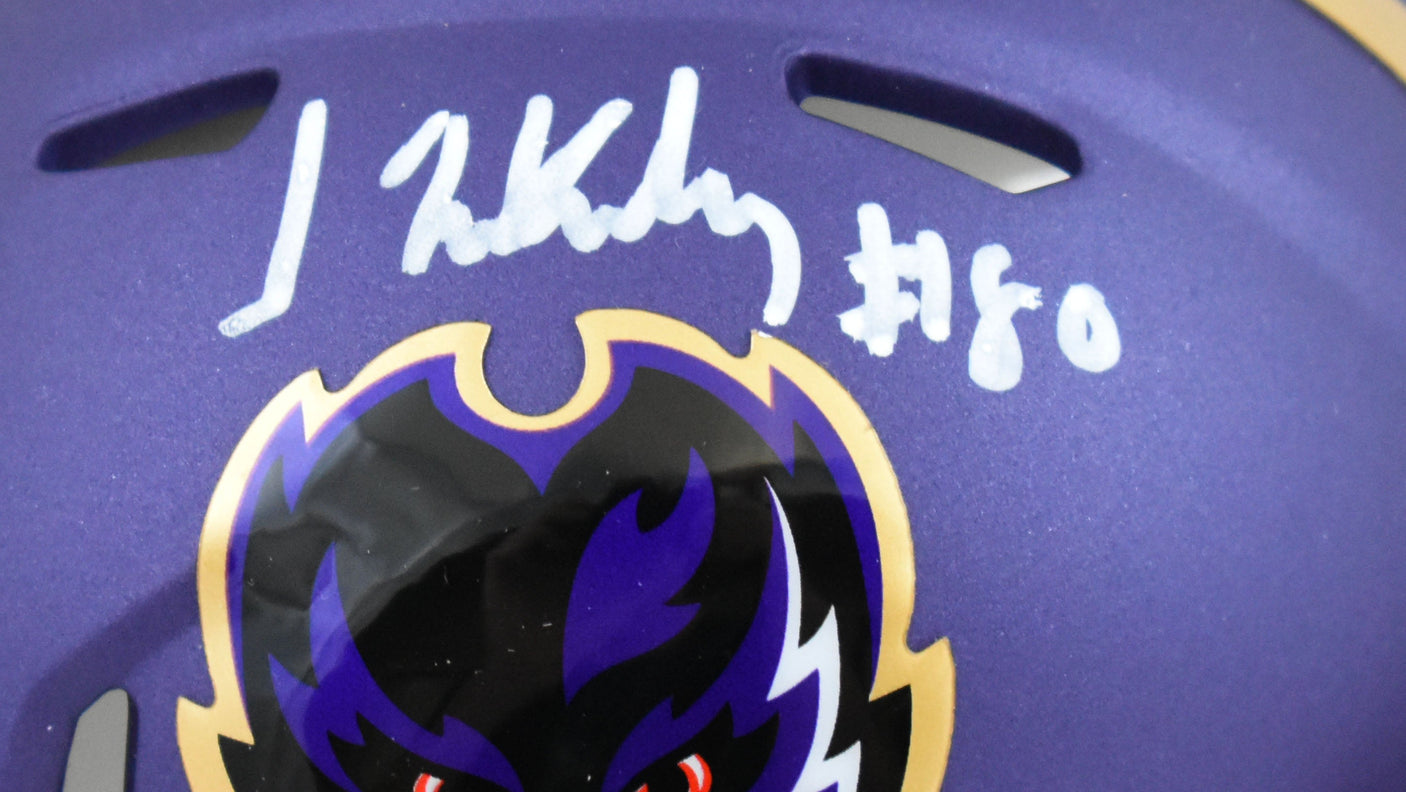 Isaiah Likely Autographed Ravens ALT 24 Speed Mini Helmet - Beckett W Hologram