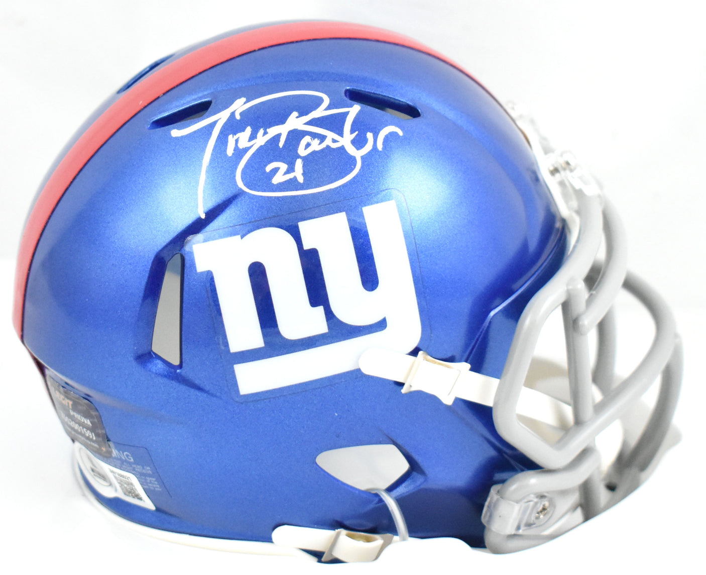 Tiki Barber Autographed New York Giants Speed Mini Helmet- Beckett W Holo *White