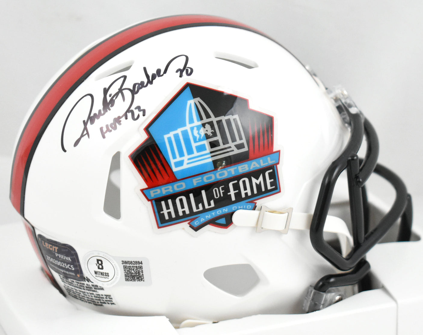 Ronde Barber Autographed Buccaneers HOF Speed Mini Helmet HOF - Beckett W Holo