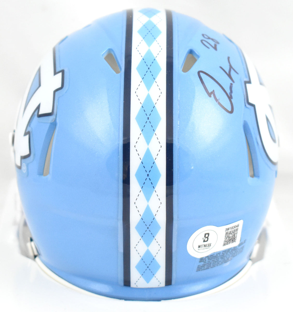 Omarion Hampton Autographed North Carolina Speed Mini Helmet - Beckett W Holo