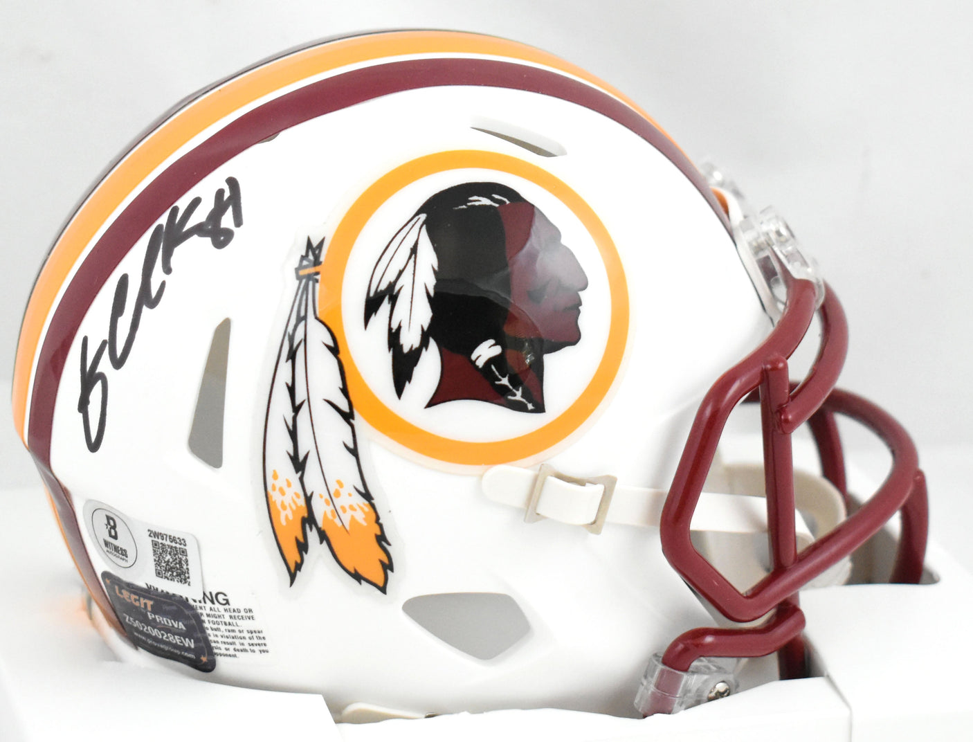 Gary Clark Autographed Redskins Flat White Speed Mini Helmet - Beckett W Holo