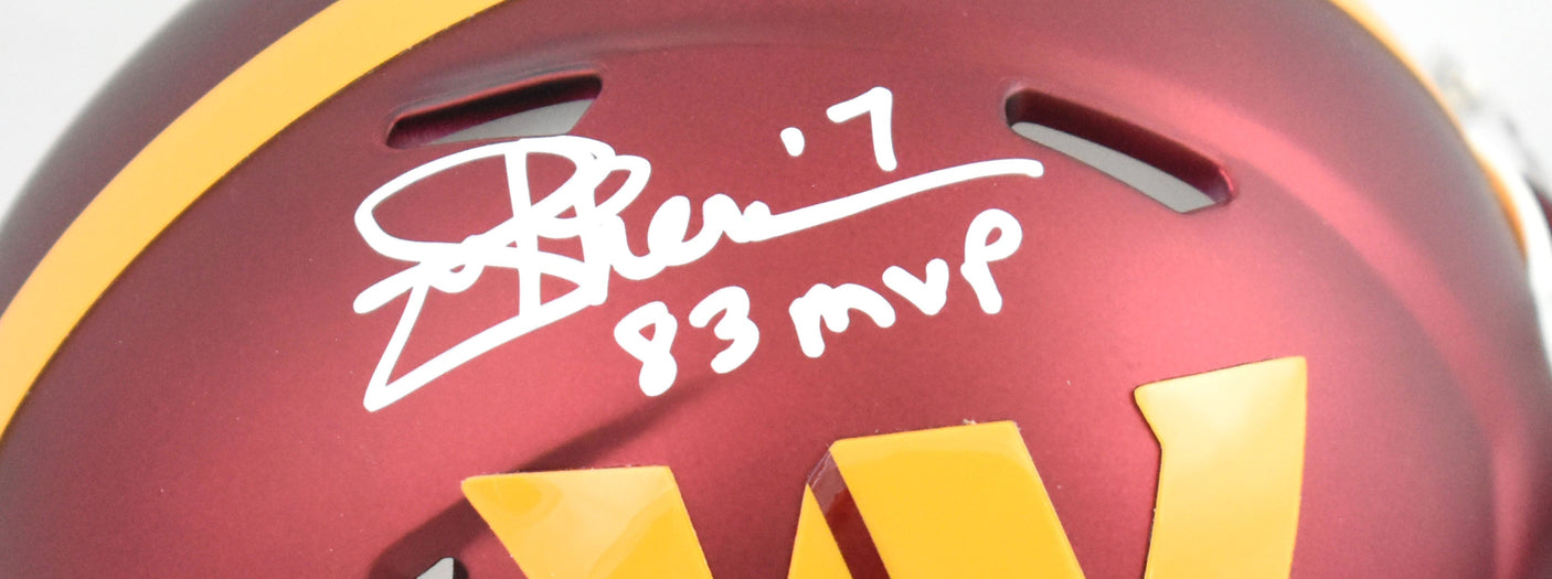 Joe Theismann Autographed Commanders Speed Mini Helmet 83 MVP - Beckett W Holo