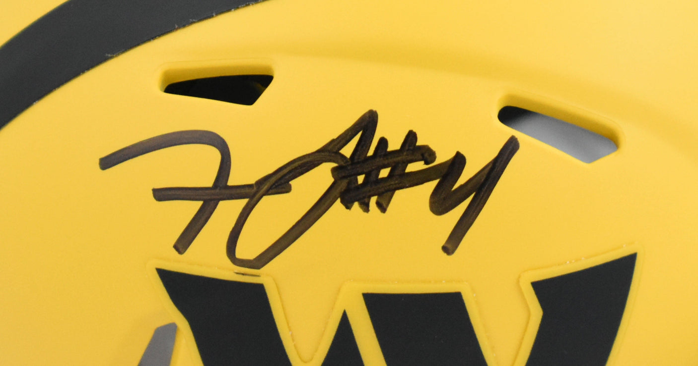 Frankie Luvu Autographed Commanders Rave Speed Mini Helmet- Beckett W Hologram