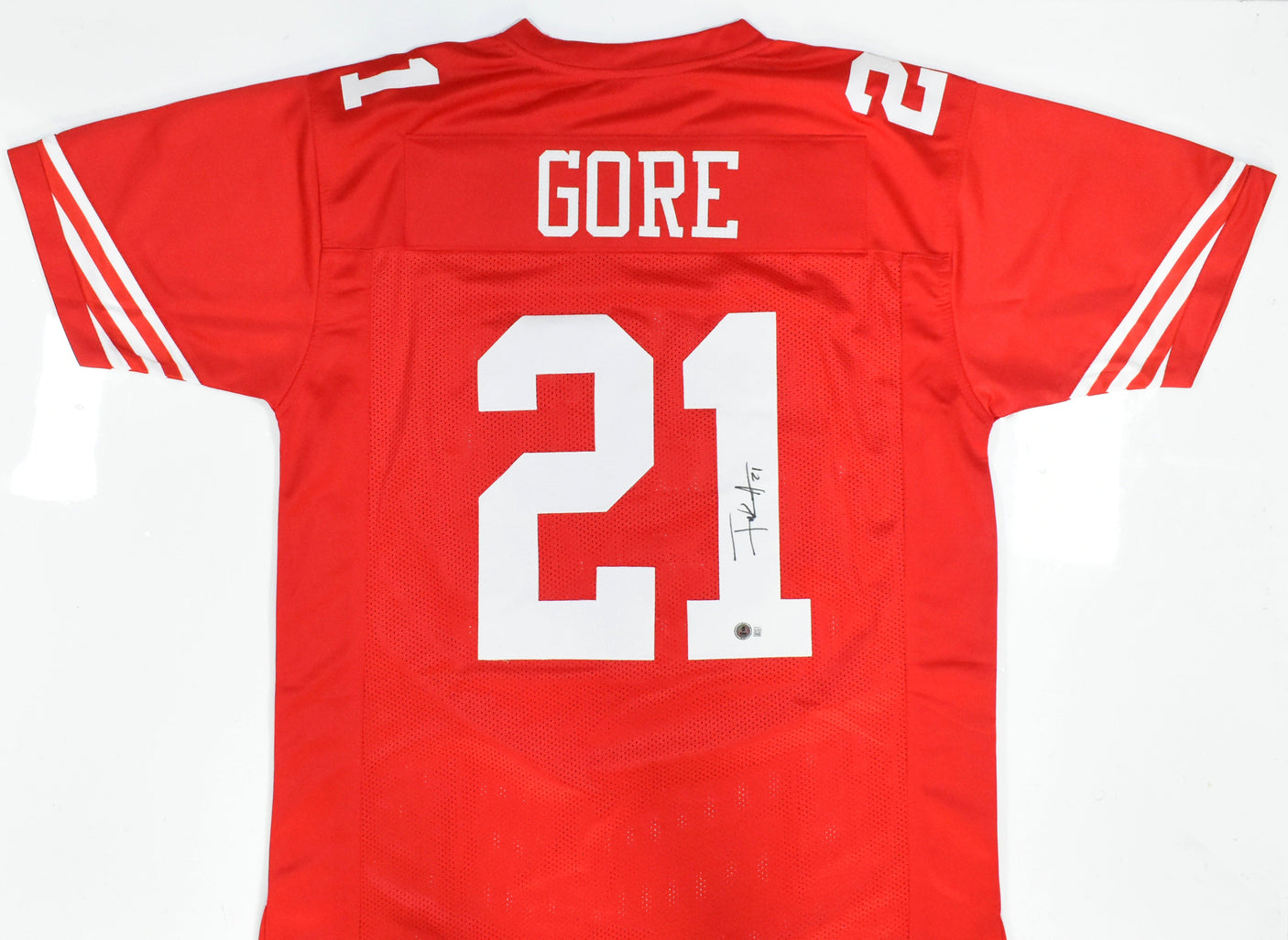 Frank Gore Autographed Red Pro Style Jersey - Beckett W Hologram *Black