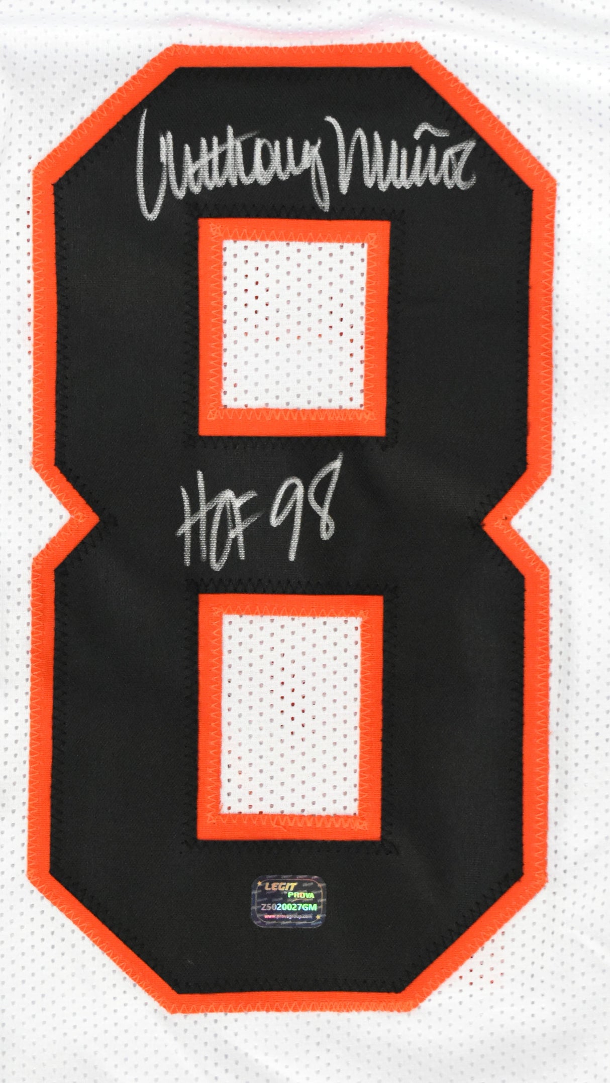 Anthony Munoz Autographed White Pro Style Jersey HOF - Prova *Silver