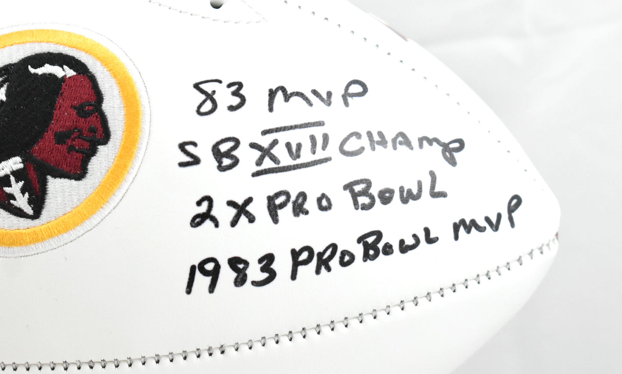 Joe Theismann Autographed Washington Redskins Logo Football 4 Insc.- Beckett W