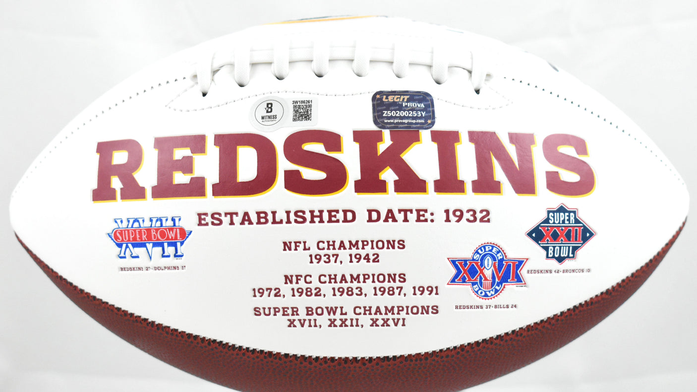 Mark Rypien Autographed Washington Redskins Logo Football SB MVP- Beckett W Holo