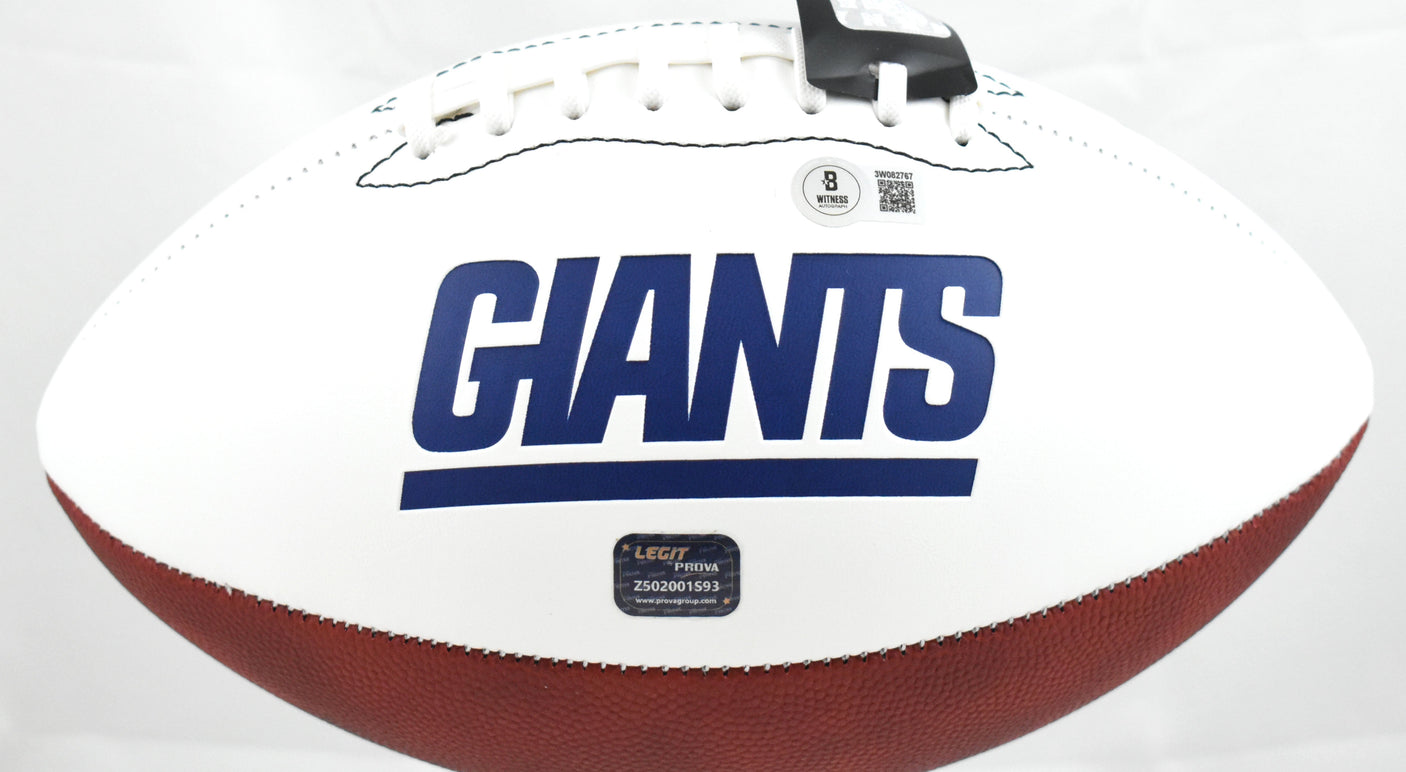 Tiki Barber Autographed New York Giants Logo Football - Beckett W Hologram