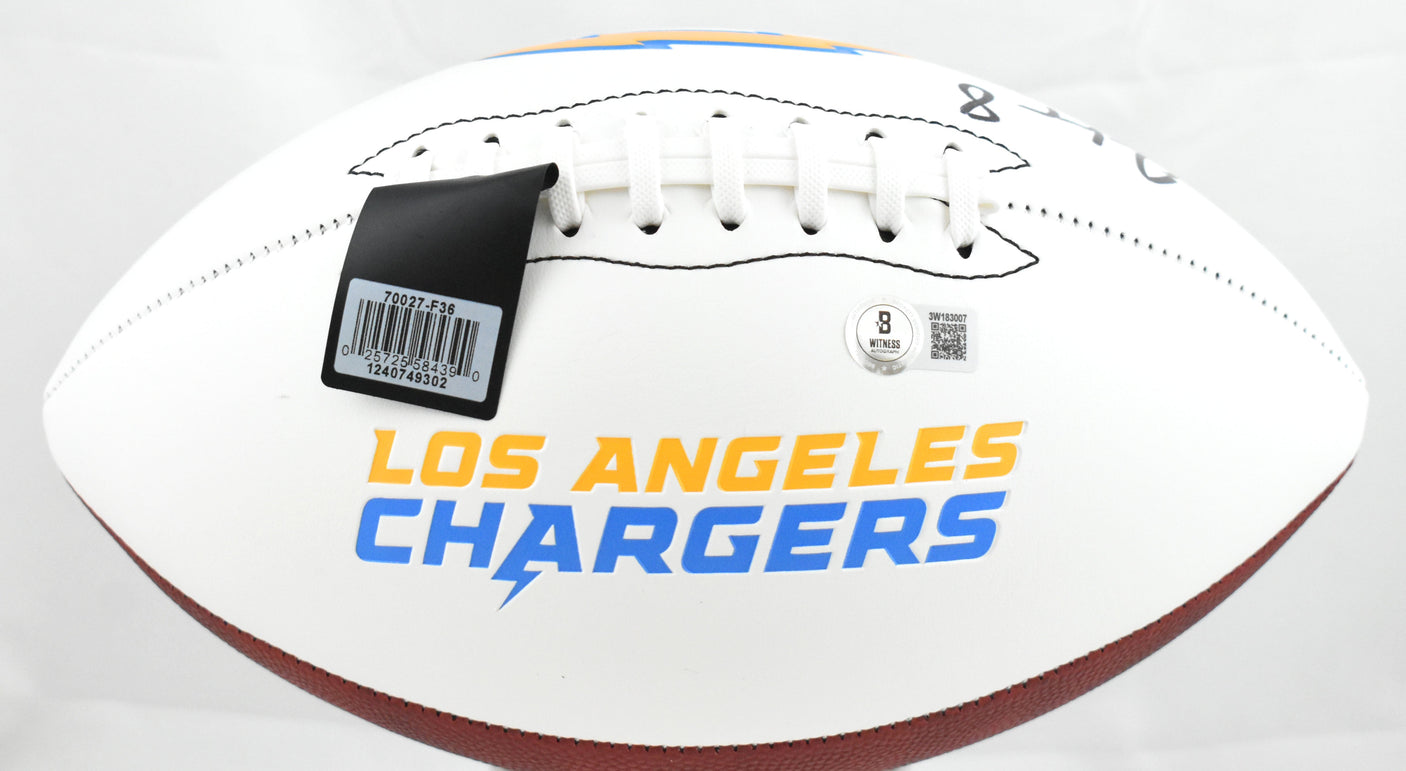 Omarion Hampton Autographed Los Angeles Chargers Logo Football - Beckett W Holo