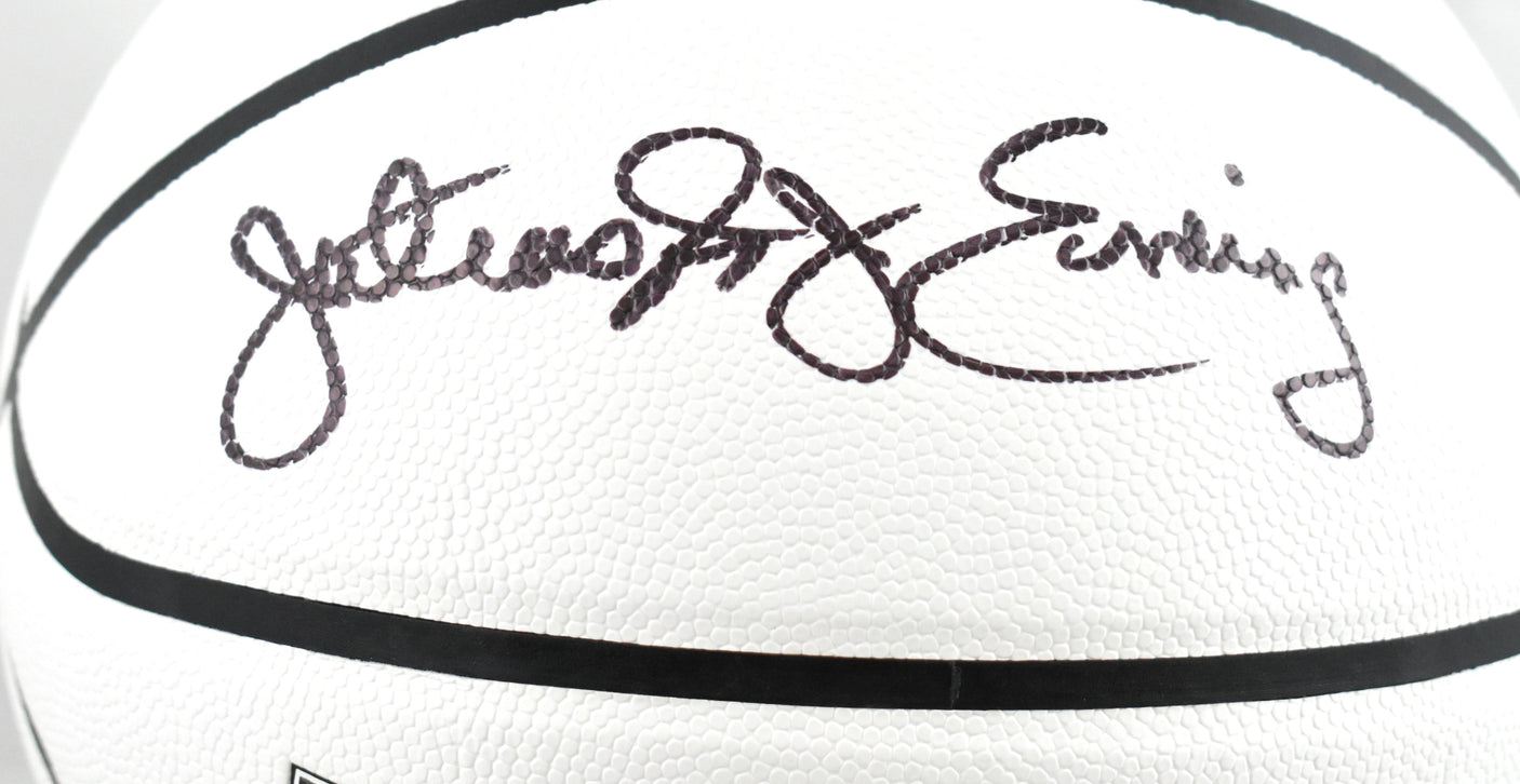 Julius Erving Autographed NBA Wilson Canvas Edition Basketball - Beckett W Holo