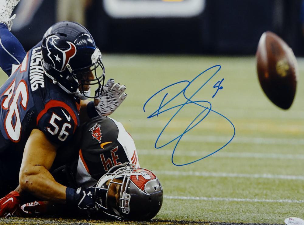 Brian Cushing Autographed Texans 16x20 Against Tampa Photo- JSA W Authenticated